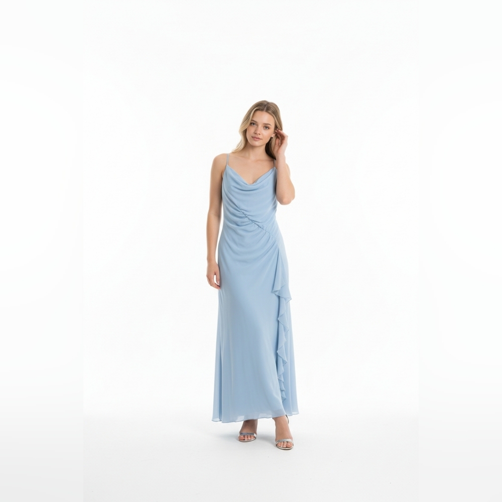 Allen B. By Allen Schwartz Light Blue Formal Maxi Dress Size 10 Petite - Picture 1 of 8